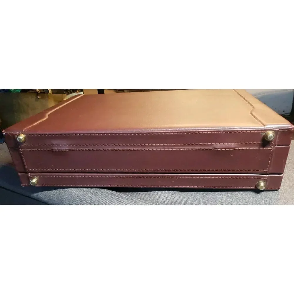 Fu Serng Leather Combination Lock Attache Briefcase Case Burgundy Vintage